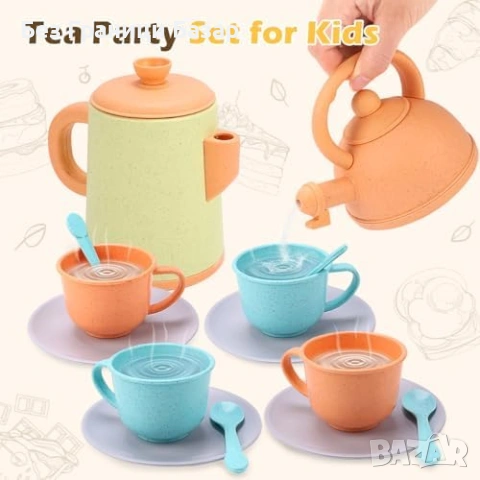 Нов детски Кухненски комплект за деца 35 части чайник чаши прибори, снимка 4 - Образователни игри - 53876346