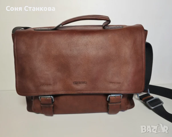 STRELLSON - Мъжка бизнес чанта за през рамо - естествена кожа, снимка 3 - Чанти - 51296559