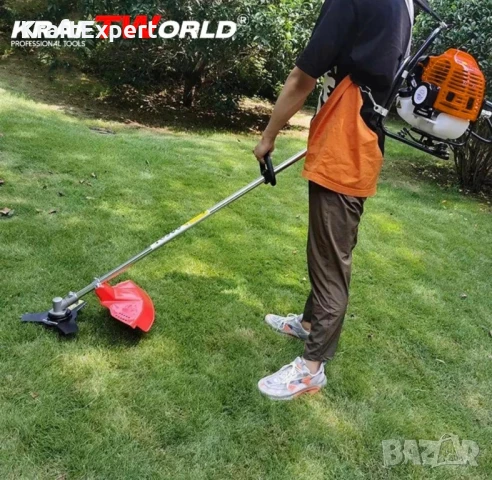 Гръбен бензинов тример за трева KraftWorld + Метална Верижна Глава, снимка 3 - Градинска техника - 50549743