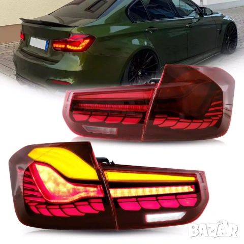 LED Стопове BMW F30 (2012-2019) GTS Look с бягащ мигач Червени Комплект