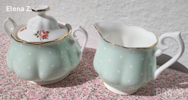 Royal Albert Polka Rose латиера и захарница, снимка 3 - Сервизи - 52290818