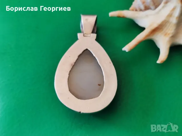 Голям сребърен медальон с цветни друзи 925, снимка 4 - Колиета, медальони, синджири - 50441485