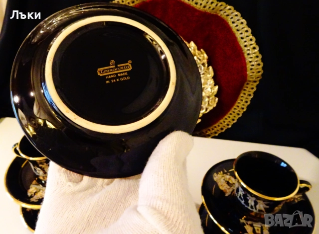 Гръцка чаша с чиния,24 карата злато. , снимка 9 - Антикварни и старинни предмети - 52595596