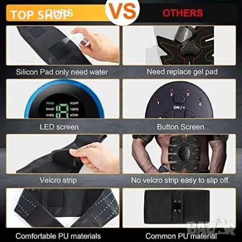 Нов Мускулен стимулатор Тренажор за коремни мускули Спорт ABS колан, снимка 7 - Фитнес уреди - 49919385