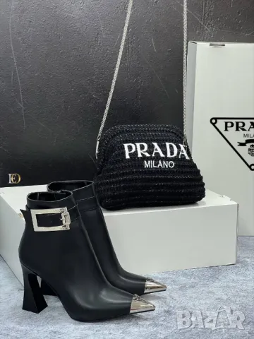 дамски комплект боти на ток и чанта prada , снимка 11 - Чанти - 47240092