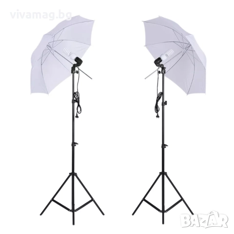 Комплект студийно осветление със стативи и чадъри