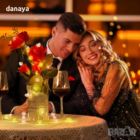 6349 Романтични светещи лампички Сърца, 1 метър, многоцветни, снимка 4 - Декорация за дома - 53201751