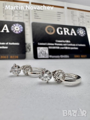 Сребърни обеци с мойсанит (Диамант) 0.5 карата, снимка 9 - Обеци - 52844065