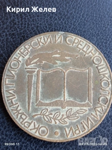 Плакет ОКРЪЖНИ ПИОНЕРСКИ И СРЕДНОШКОЛСКИ ИГРИ СЛИВЕН 34532, снимка 5 - Антикварни и старинни предмети - 51310673
