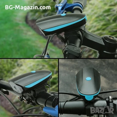 LED акумулаторен фар за колело звънец сирена лед фенер велосипед USB зареждае предни светлини, снимка 6 - Аксесоари за велосипеди - 50963074