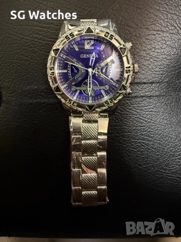 Часовник Geneva Blue Silver, снимка 2 - Мъжки - 52859620