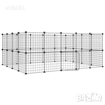 vidaXL Клетка за животни с врата, 36 панела, черна, 35x35 см, стомана(SKU:3114039, снимка 1 - Други стоки за животни - 46144412