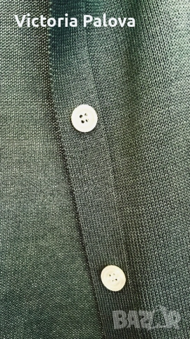 Скъпа жилетка от плетен мерсеризиран памук цвят olive, 42р-р, снимка 2 - Жилетки - 53900352