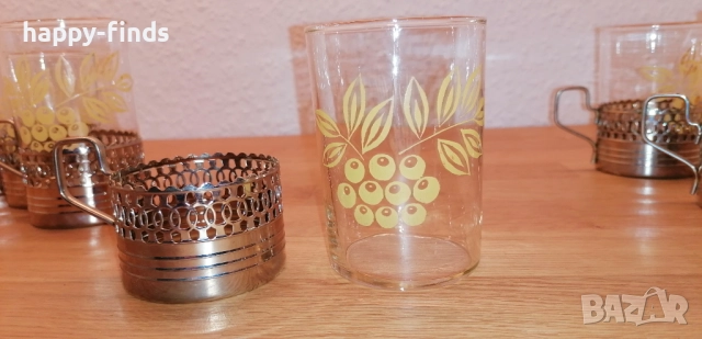 Оригинални руски винтидж чаши за чай с подстакнници, комплект 6 бр., снимка 3 - Антикварни и старинни предмети - 52713553