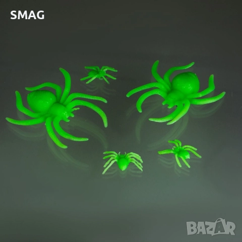 Хелоуин / Halloween декоративни паяци, светещи в тъмното (Glow in the Dark), комплект 4 бр._1244355