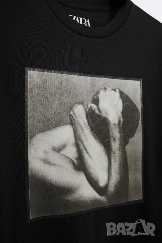 Мъжка тениска със щампа Zara, 100% памук, Черна, XL, снимка 3 - Тениски - 45729533
