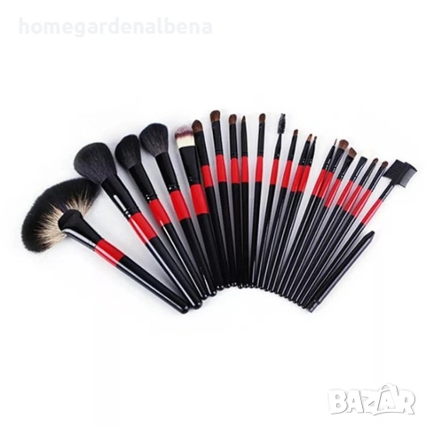 Комплект 22 четки за грим HZS83 в разгъваща се чантичка естествена кожа, снимка 3 - Козметика за лице - 54164996