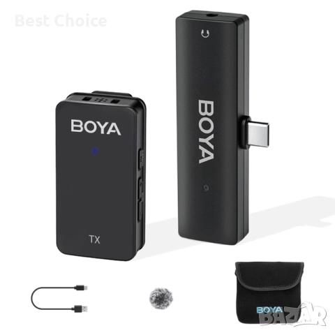 Ултракомпактни 2.4GHz двуканални безжични микрофонни BOYA WMic5, снимка 2 - Слушалки, hands-free - 52814738