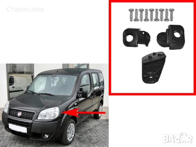 Комплект щипки за захващане на фар Fiat Doblo MK1 Facelift, снимка 3 - Части - 50644764