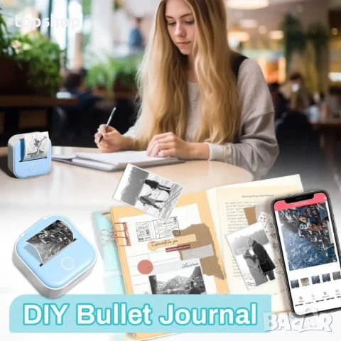 Мини мобилен термопринтер Phomemo T02, Стикери, Бележки, Етикети, хартия 53 mm, Bluetooth, снимка 4 - Принтери, копири, скенери - 50525285