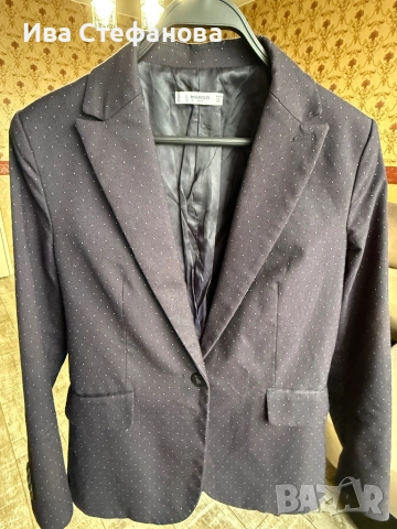 Уникално елегантно женствено сако Mango черно на бели точки , снимка 7 - Сака - 52484441