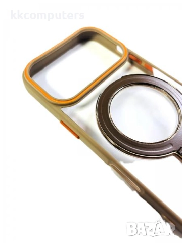 Калъф силикон MagStand Cover Прозрачен / Медно златна рамка / за iPhone 17 Pro Max 6.9 Баркод : 3132, снимка 2 - Калъфи, кейсове - 52381431