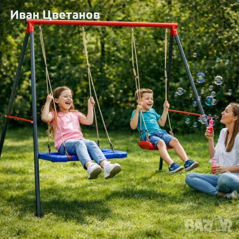 Двойна градинска люлка - класическа и щъркелово гнездо - гарантиран релакс и забавление