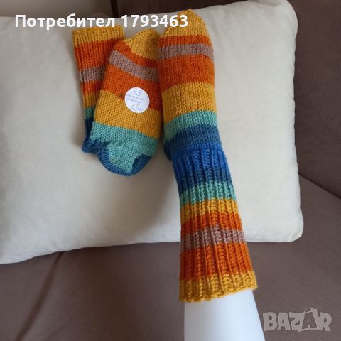 Ръчно плетени дамски чорапи размер 39, снимка 1 - Дамски чорапи - 46442790