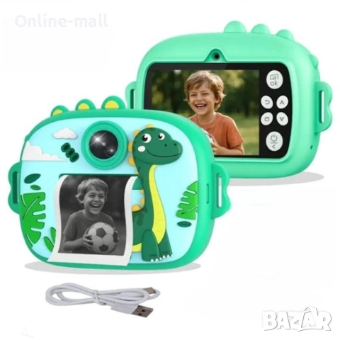Детска камера с моментален печат – Еднорог / Динозавър, Instant Print Camera с 1080P видео и 32GB ка, снимка 2 - Фотоапарати - 53244120