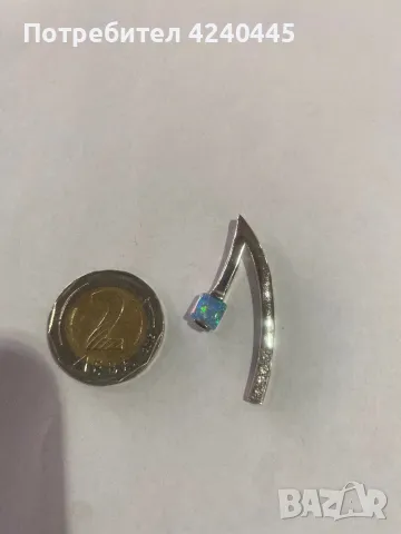 Сребърна висулка с опал, снимка 2 - Колиета, медальони, синджири - 50301929