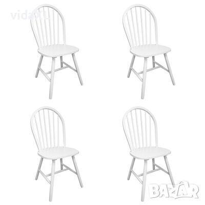 vidaXL Трапезни столове, 4 бр, бели, масивна каучукова дървесина(SKU:247357