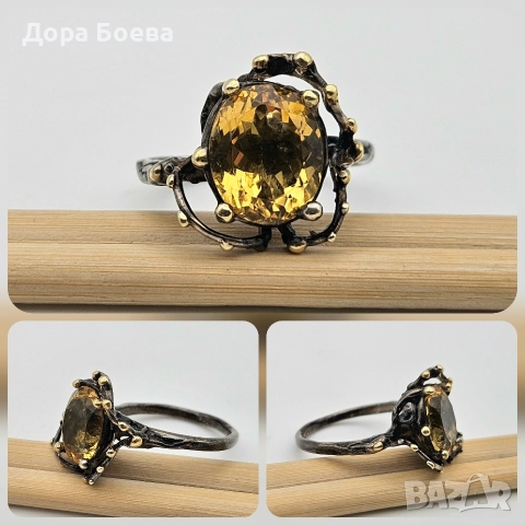 Сребърен пръстен: "Ядро", снимка 3 - Пръстени - 52631275