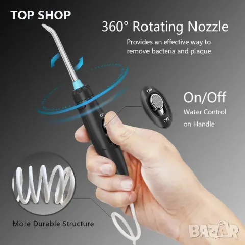 Професионален зъбен душ/воден флосер Apiker за почистване на зъби/резервоар 600мл/8 накрайника, снимка 2 - Тримери - 49308698