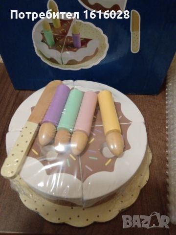 Дървена детска торта със свещички за рожден ден, снимка 1 - Образователни игри - 45159652