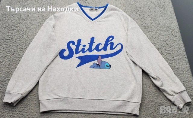 Дамски пуловер Stitch heather Grey L Large Disney джъмпър, снимка 4 - Блузи с дълъг ръкав и пуловери - 50927604