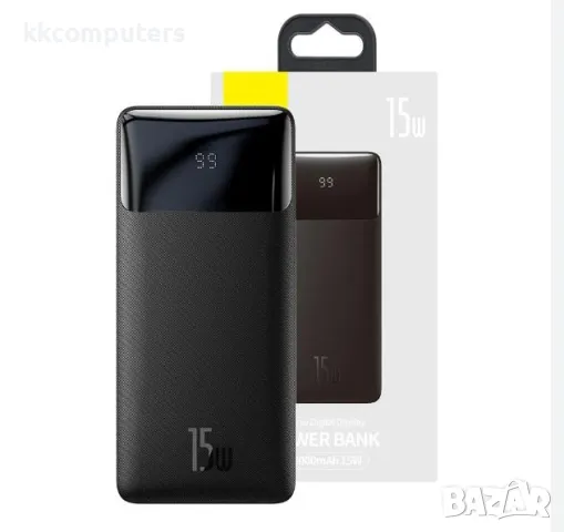 Power bank Baseus Bipow Overseas / PPBD050101 / 15W / PD + 2xUSB 3.0 + Micro USB / 20000mAh / Черен , снимка 1 - Резервни части за телефони - 47580549