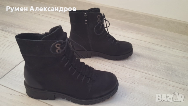 Черни дамски кожени боти Lasocki размер 38 от набук, снимка 3 - Дамски боти - 52111355