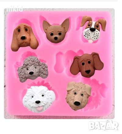 8 кучета куче силиконов молд форма тесто декорация шоколад фондан украса, снимка 2 - Форми - 22591437