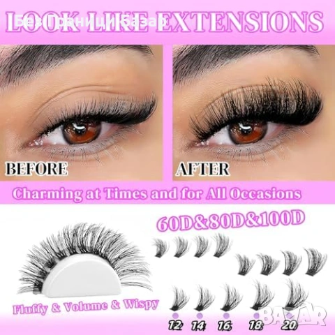 Нови Обемни мигли на снопчета комплект 760 броя Bond Seal Wispy с пинсета, снимка 3 - Други - 54195786