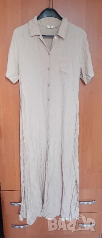 Бежова дълга рокля , снимка 2 - Рокли - 51548467