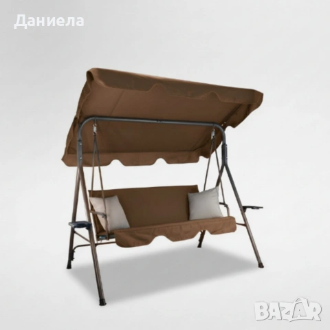 Градинска люлка A-Type с бежови възглавници и поставки за напитки - елегантност и комфорт, снимка 7 - Градински мебели, декорация  - 53882362