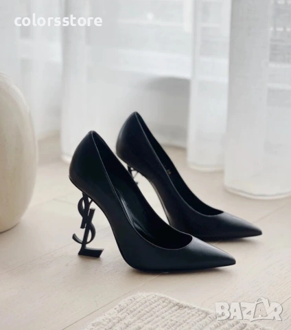 Обувки на ток - черна кожа с черен ток - Y1L