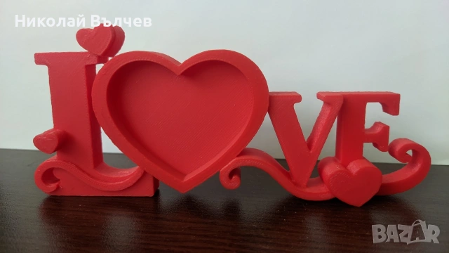 Дизайнерска интериорна декорация "LOVE" в червено, снимка 3 - Романтични подаръци - 53350614