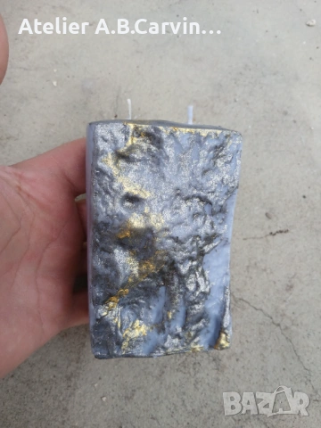 Ароматна свещ парче бял или сив камък с два фитила,малко бижу акцент за дома или офиса, снимка 9 - Декорация за дома - 53582663