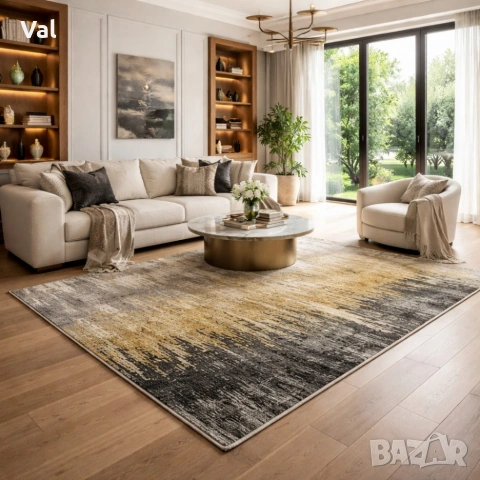 Модерен килим за хол 120х160см - Мраморен нюанс и 3D ефект, Противоплъзгащ, снимка 5 - Килими - 53934073