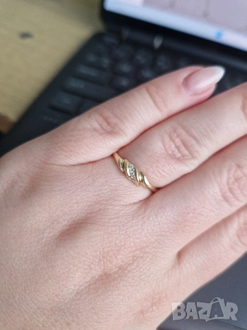 Златен пръстен (14к) с цирконии - 1.13 гр , снимка 2 - Пръстени - 54092444