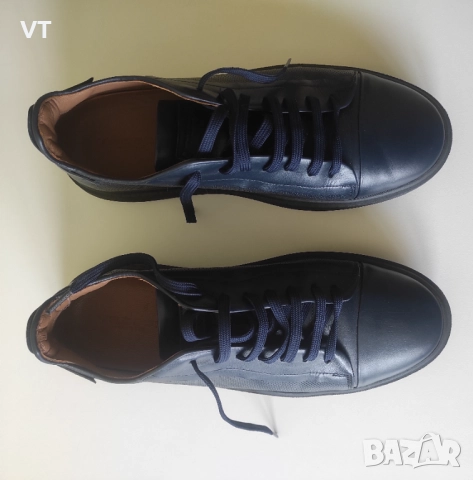 TEODOR - тъмно сини кецове с десенирана кожа и лого , снимка 4 - Спортно елегантни обувки - 52188860