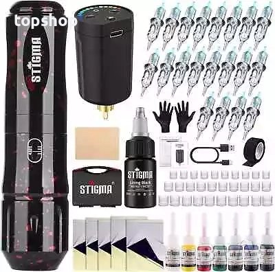 Нов безжичен комплект за татуировки STIGMA, ротационен комплект с 20 части 