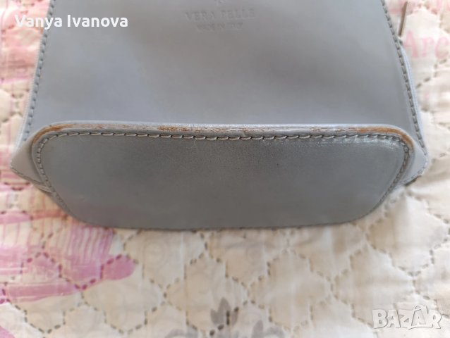 Vera pelle малка сива чанта естествена кожа , снимка 4 - Чанти - 50734547