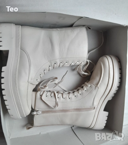 Немски Ботуши Lascana, нови естествена кожа, бели, размер 38 връзки и цип, снимка 12 - Дамски ботуши - 52898374